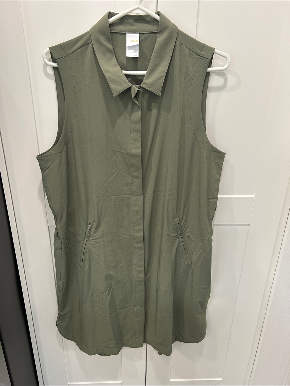 Lole Olive Green Sleeveless Collared Tunic Dress